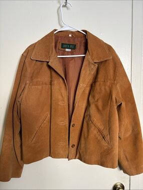 Suede Button-Front Jacket in Warm Caramel